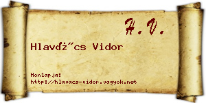 Hlavács Vidor névjegykártya